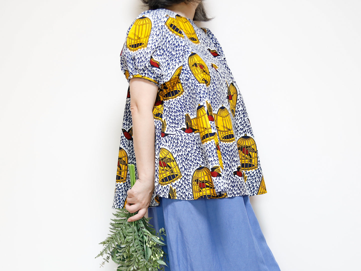 <T39J-003> AFRICAN PRINT BLOUSE