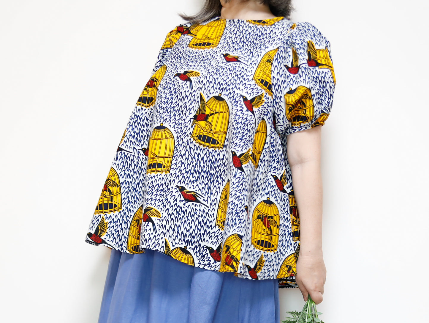 <T39J-003> AFRICAN PRINT BLOUSE