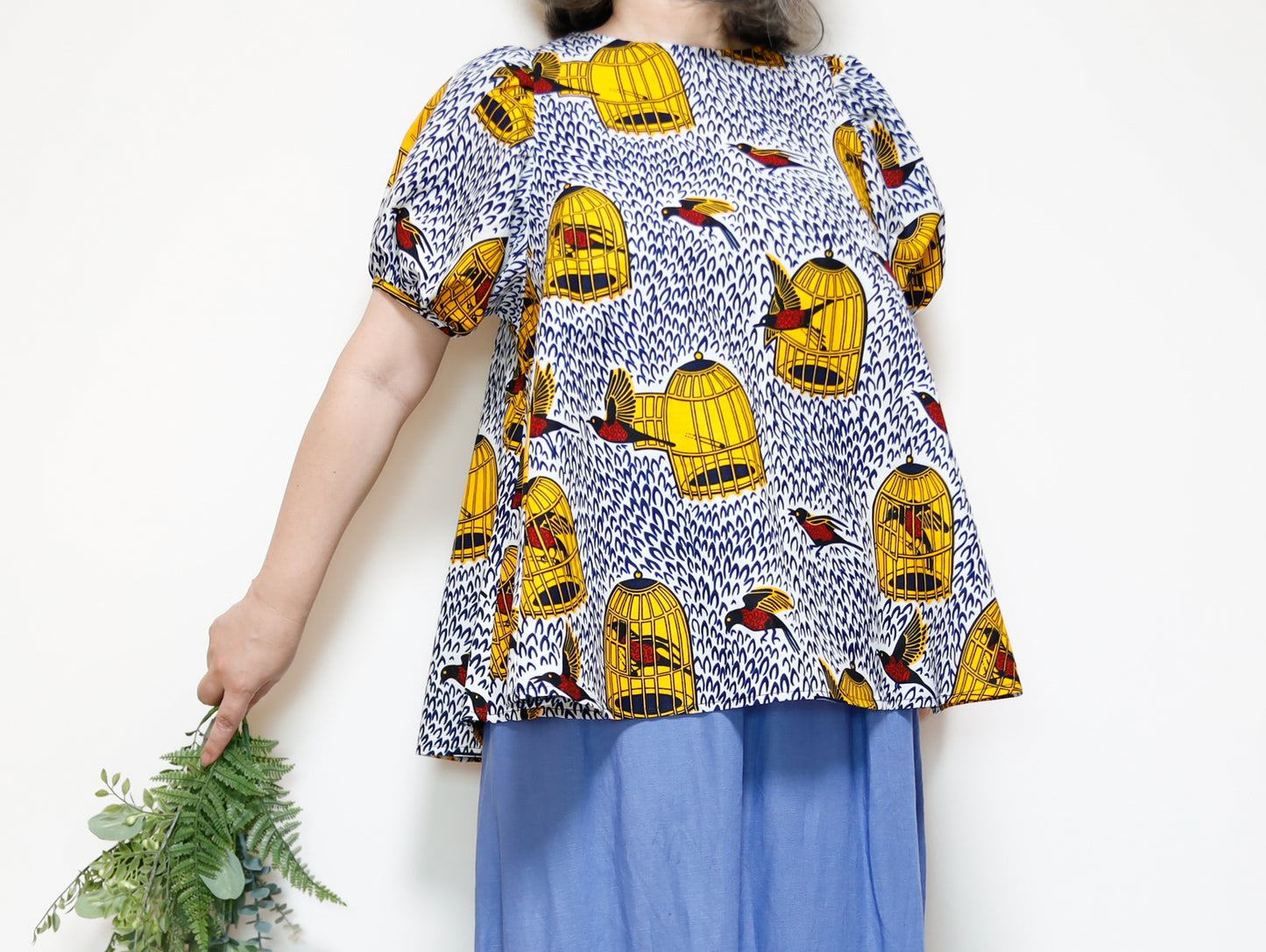 <T39J-003> AFRICAN PRINT BLOUSE