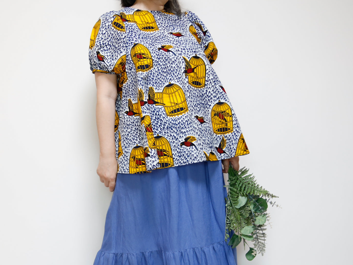 <T39J-003> AFRICAN PRINT BLOUSE