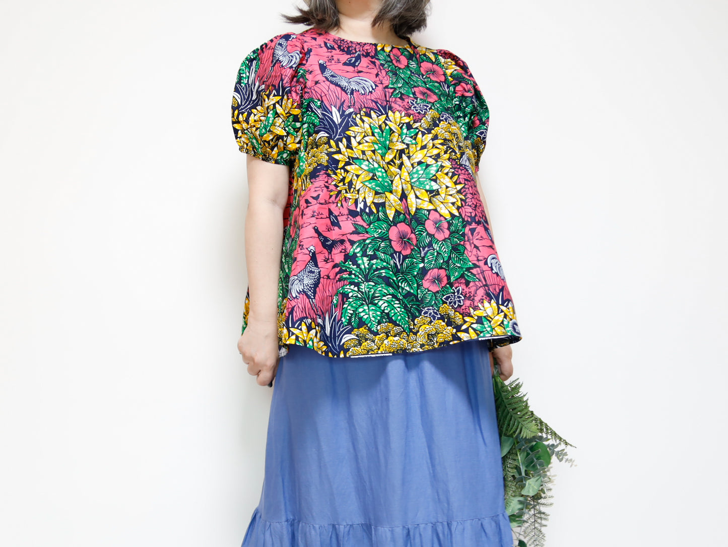 <T39J-001> AFRICAN PRINT BLOUSE