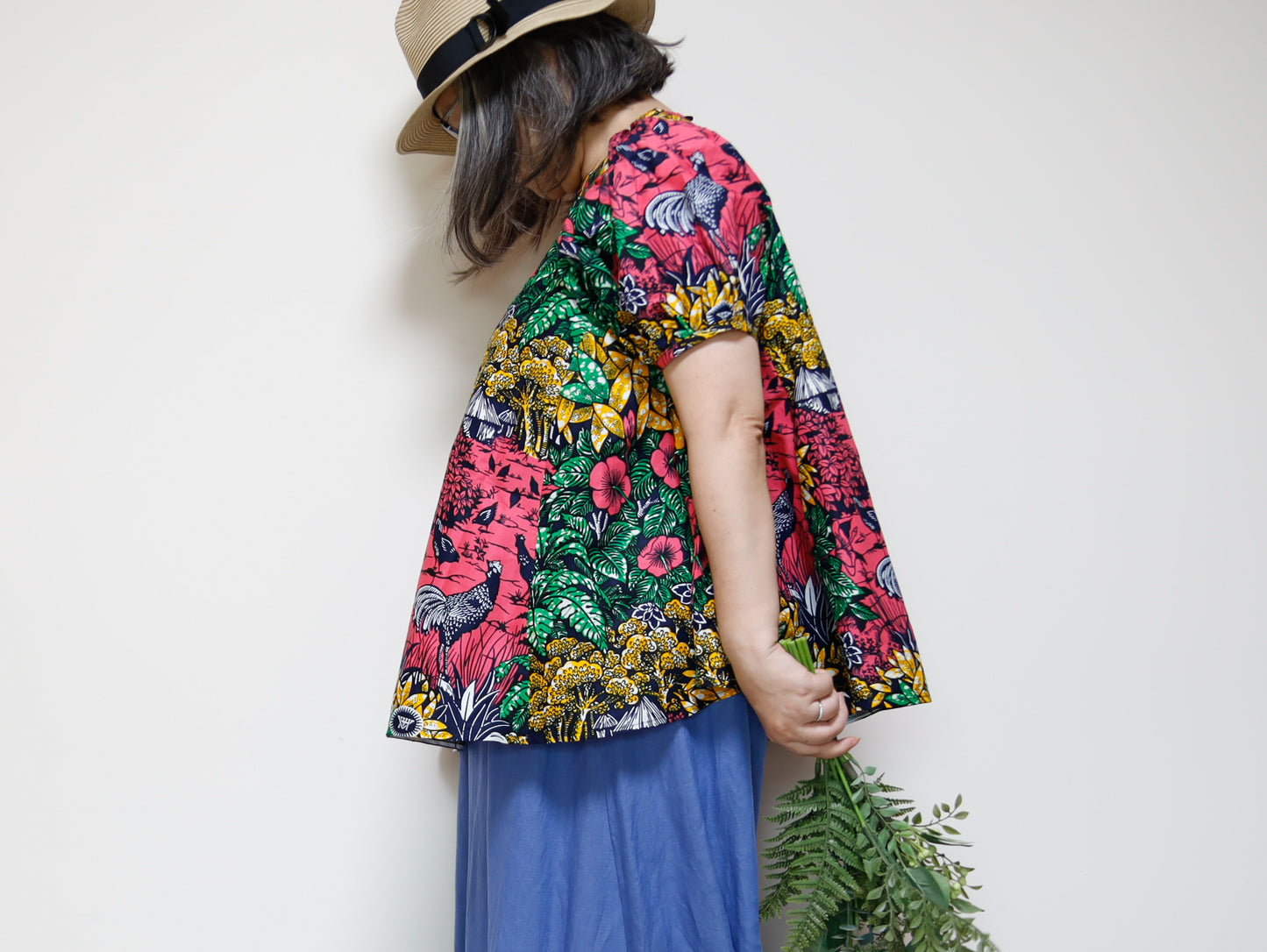 <T39J-001> AFRICAN PRINT BLOUSE