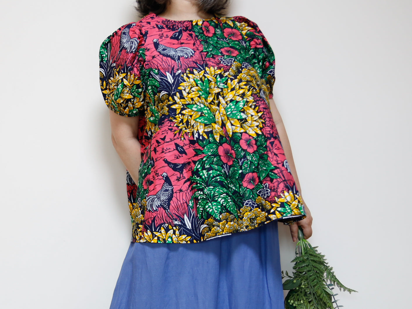 <T39J-001> AFRICAN PRINT BLOUSE