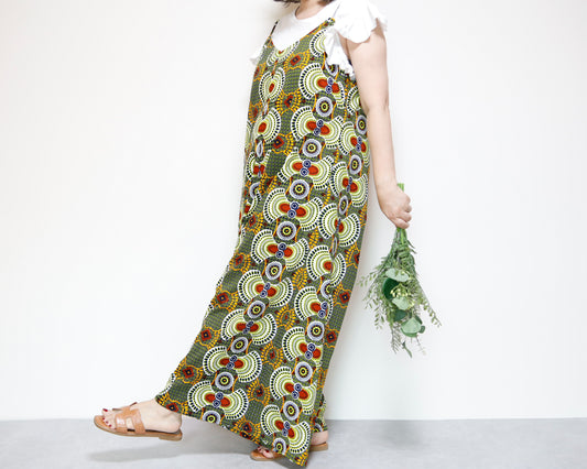 <D29J-003>  AFRICAN PRINT OVERALLS / SALOPETTE