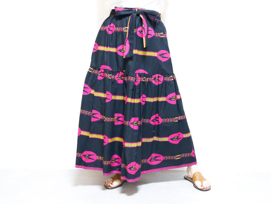<S39J-006> AFRICAN PRINTED Skirt  -Length 90cm