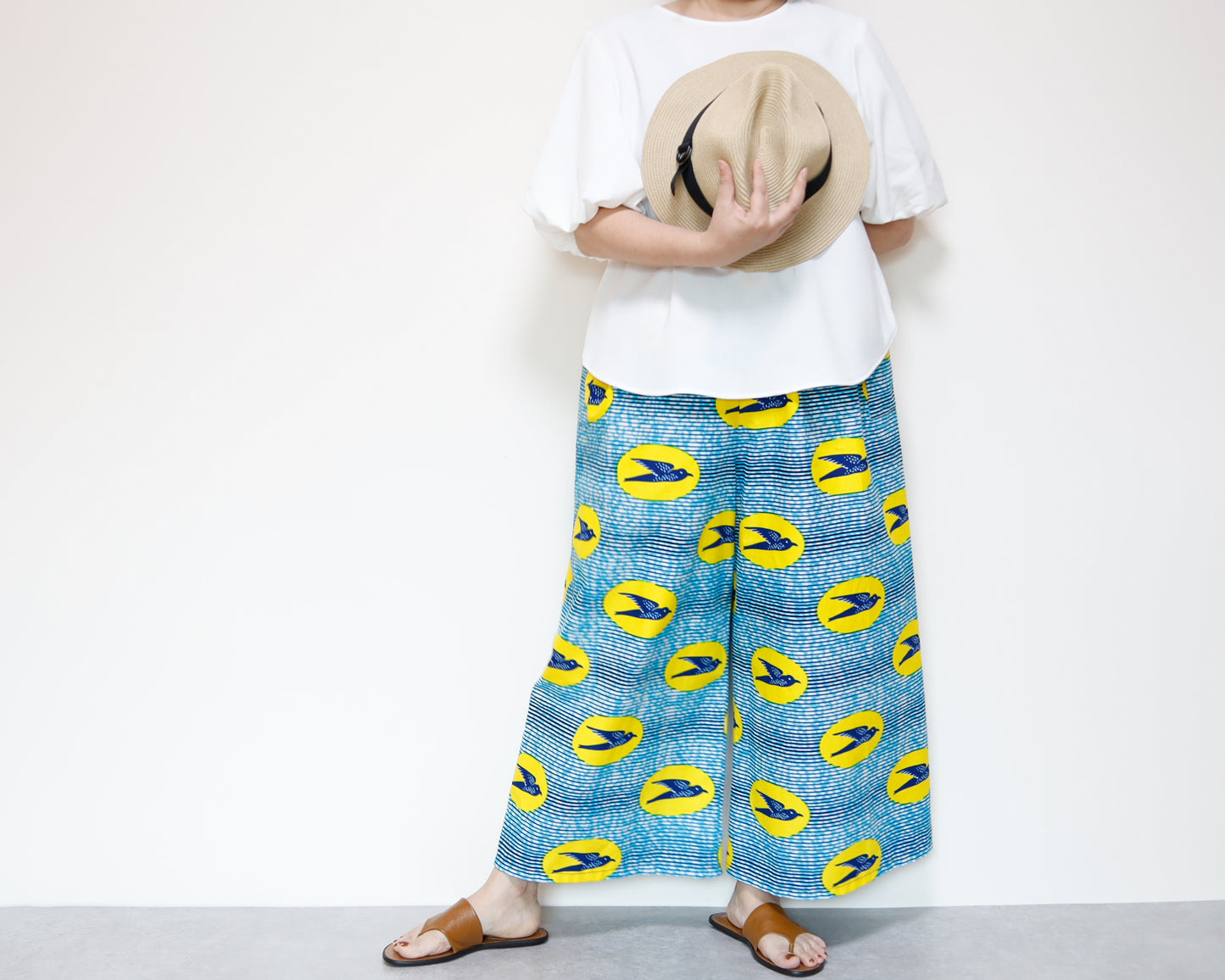 <P15-116> アフリカンプリント ガウチョパンツ