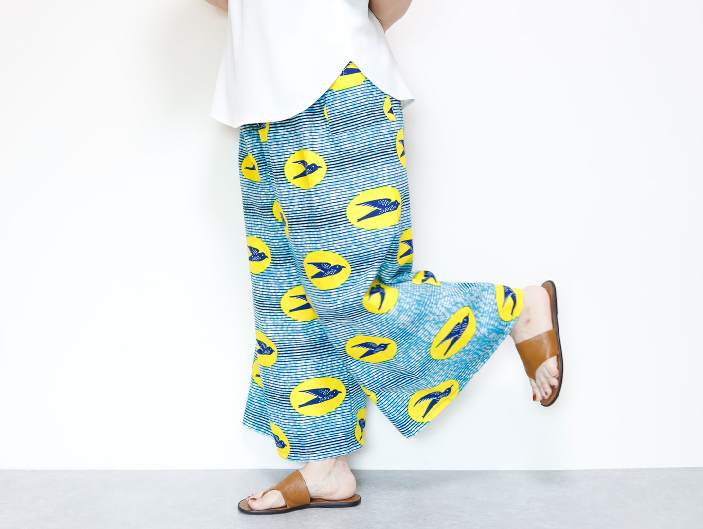 <P15-116> アフリカンプリント ガウチョパンツ