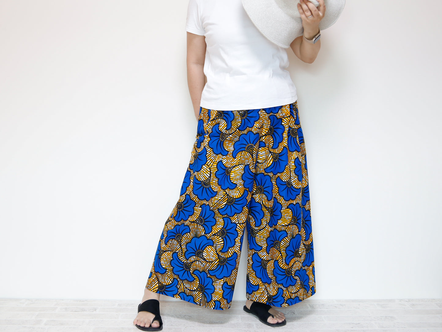 <P15-103> アフリカンプリント ガウチョパンツ