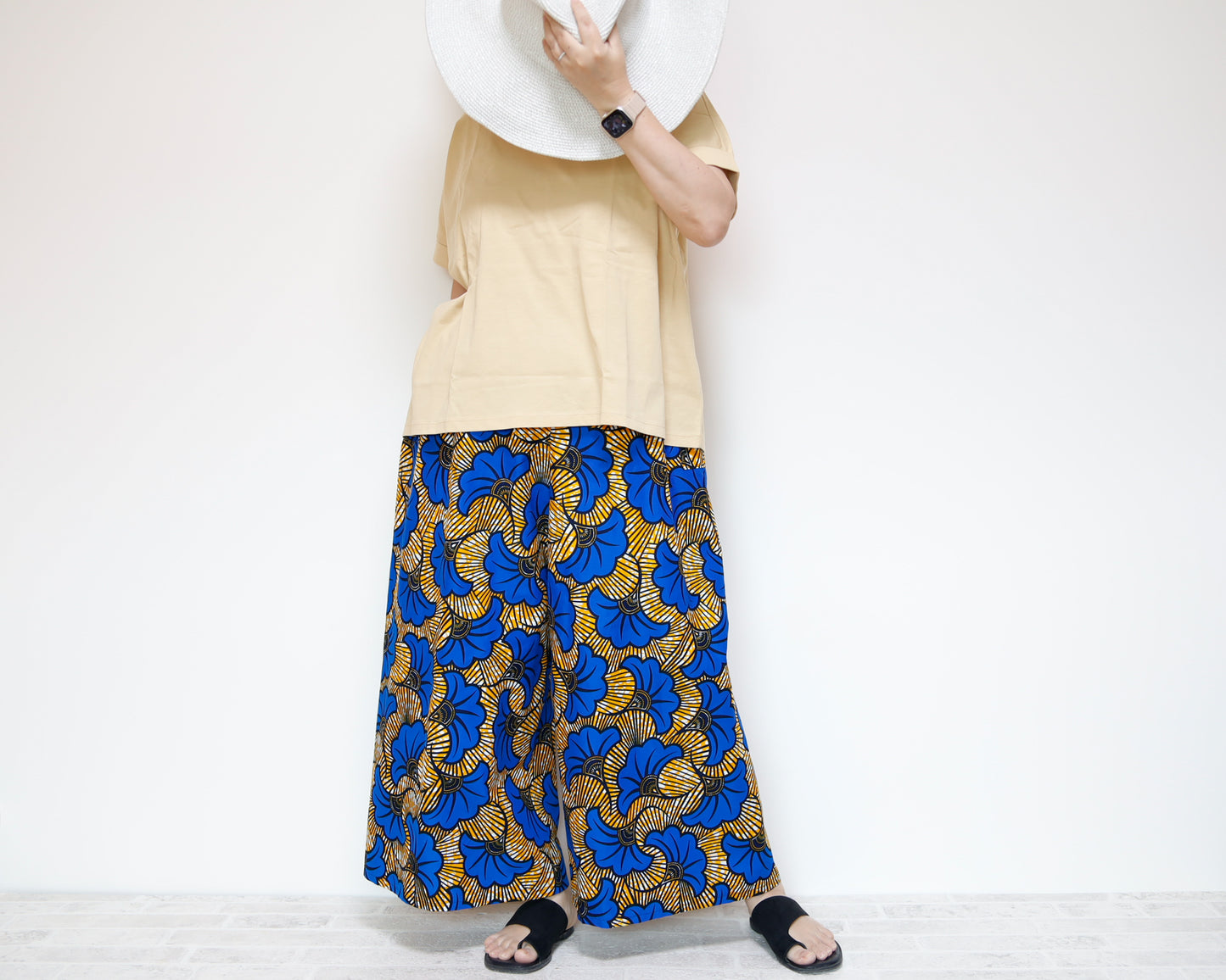 <P15-103> アフリカンプリント ガウチョパンツ