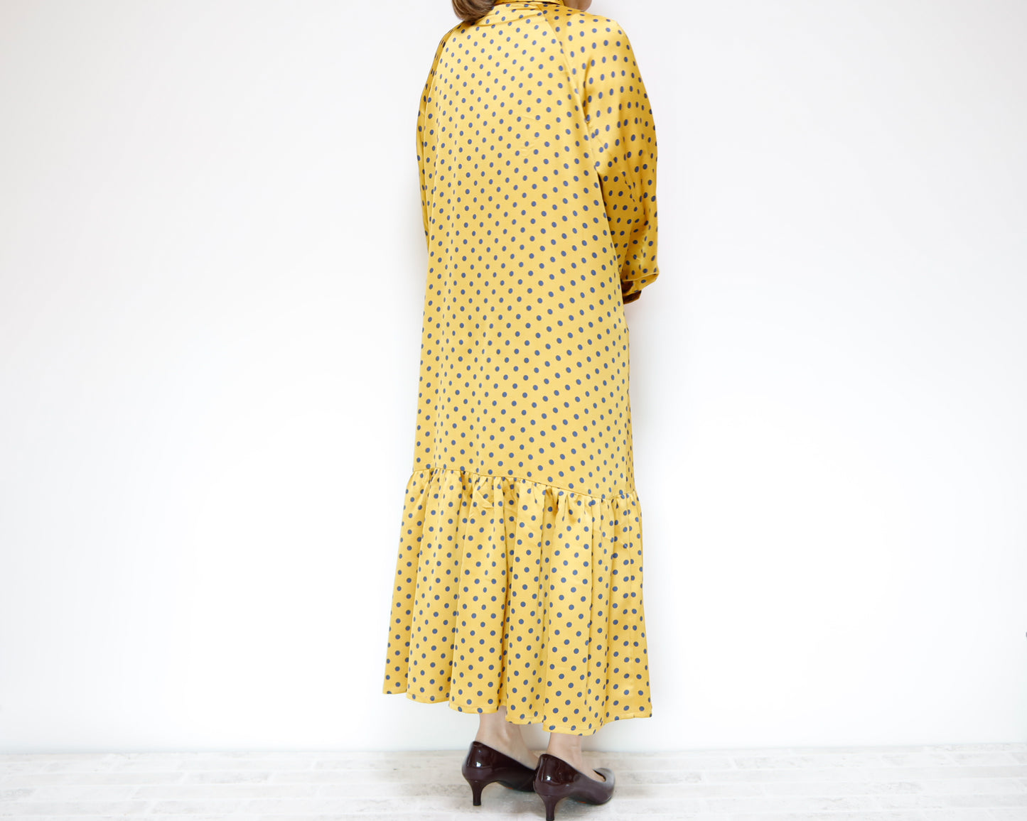 <D27Y> Drop ruffle maxi Dress YELLOW