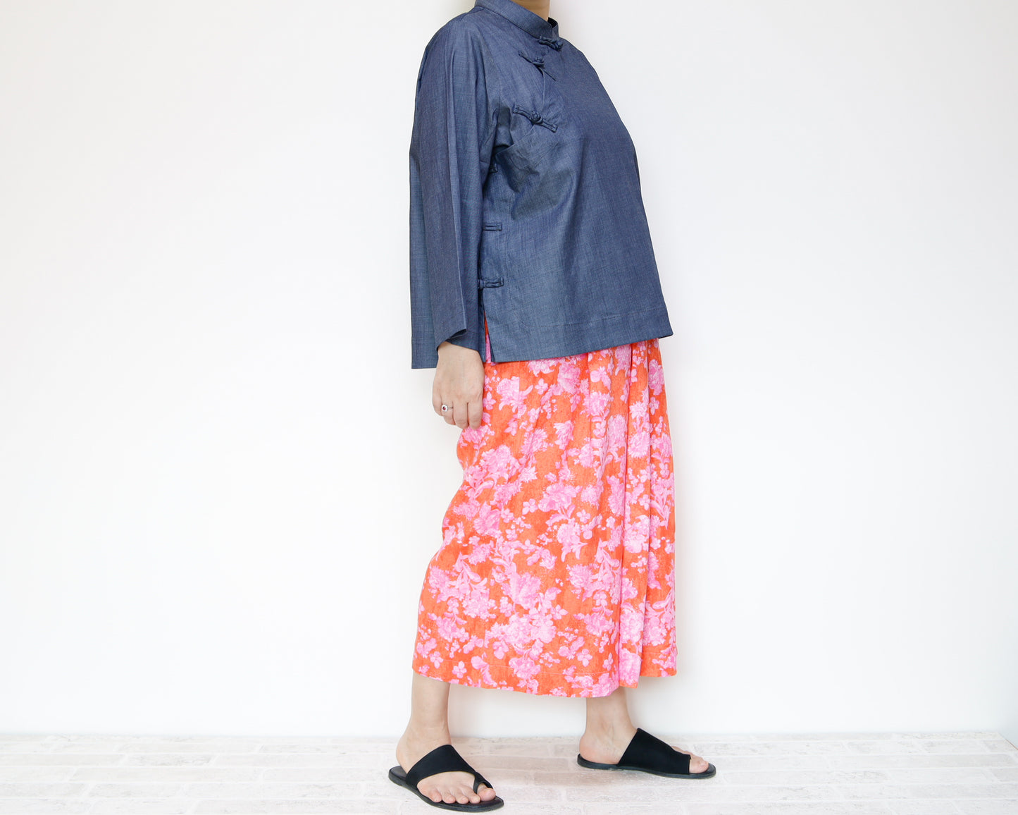 <P09R> GAUCHO FLOWER PRINTED LINEN