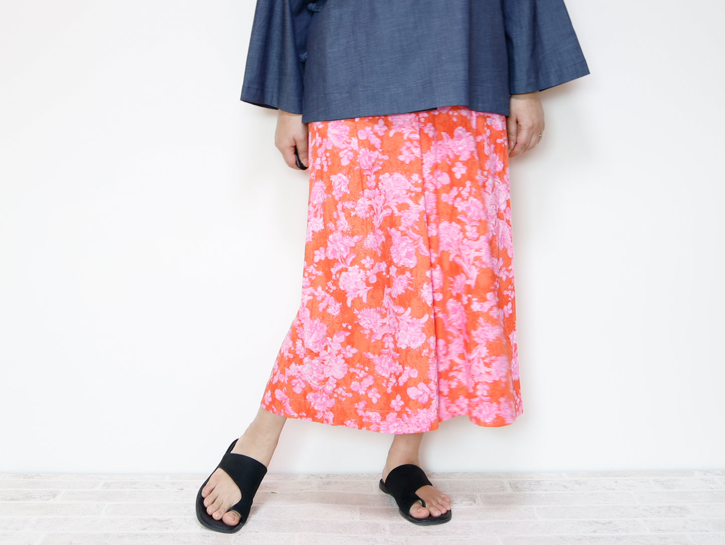 <P09R> GAUCHO FLOWER PRINTED LINEN