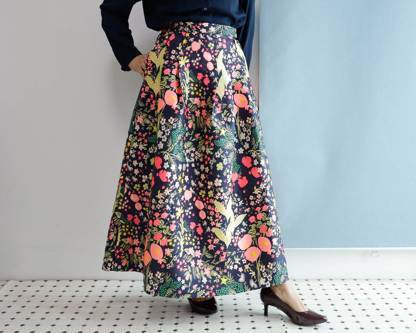 <S17A90> CRAZY WOVEN Skirt -Length 90cm