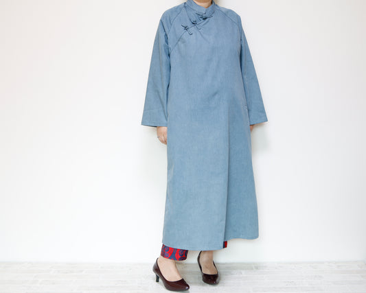 <D25ID> CHINOISERIE DRESS -DENNIM