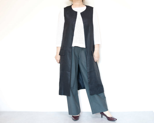 <V01-023> KIMONO Gilet Black