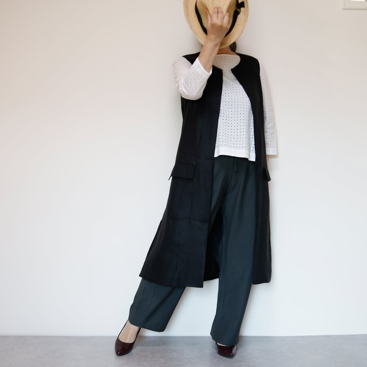 <V01-026> KIMONO Gilet Black