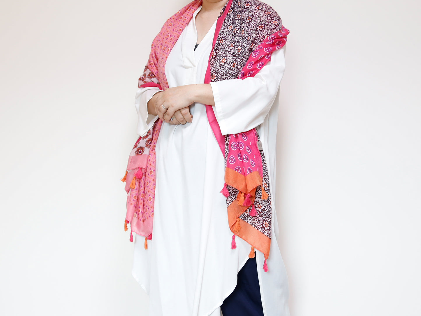 <A26> PRINTED Scarf PINK