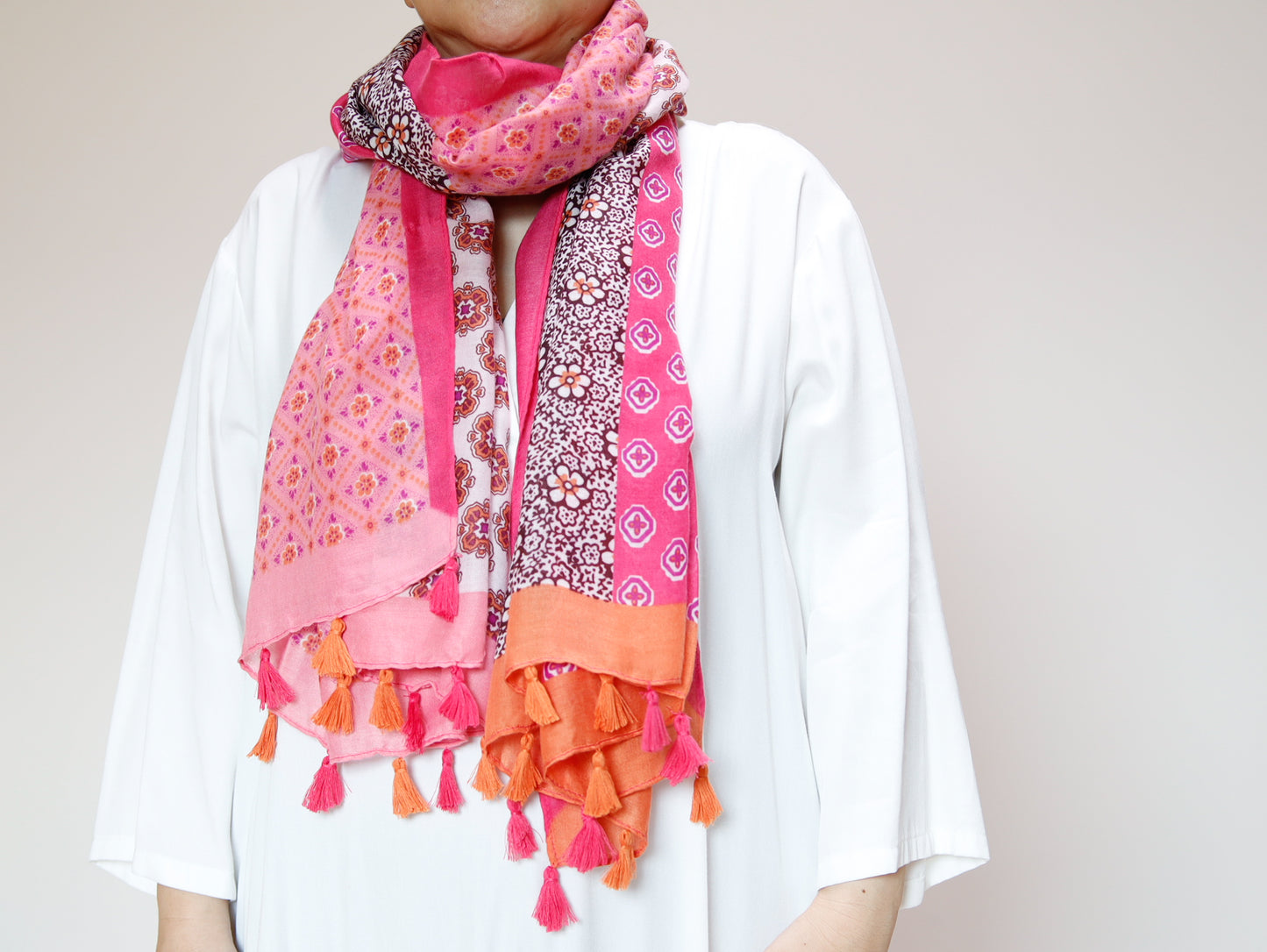 <A26> PRINTED Scarf PINK