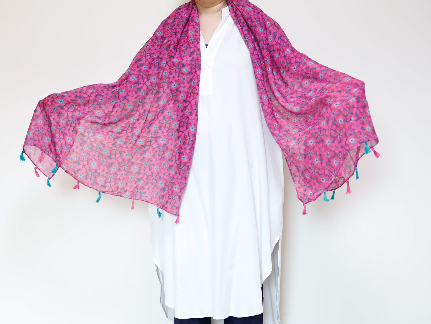 <A22> PRINTED Scarf PINK