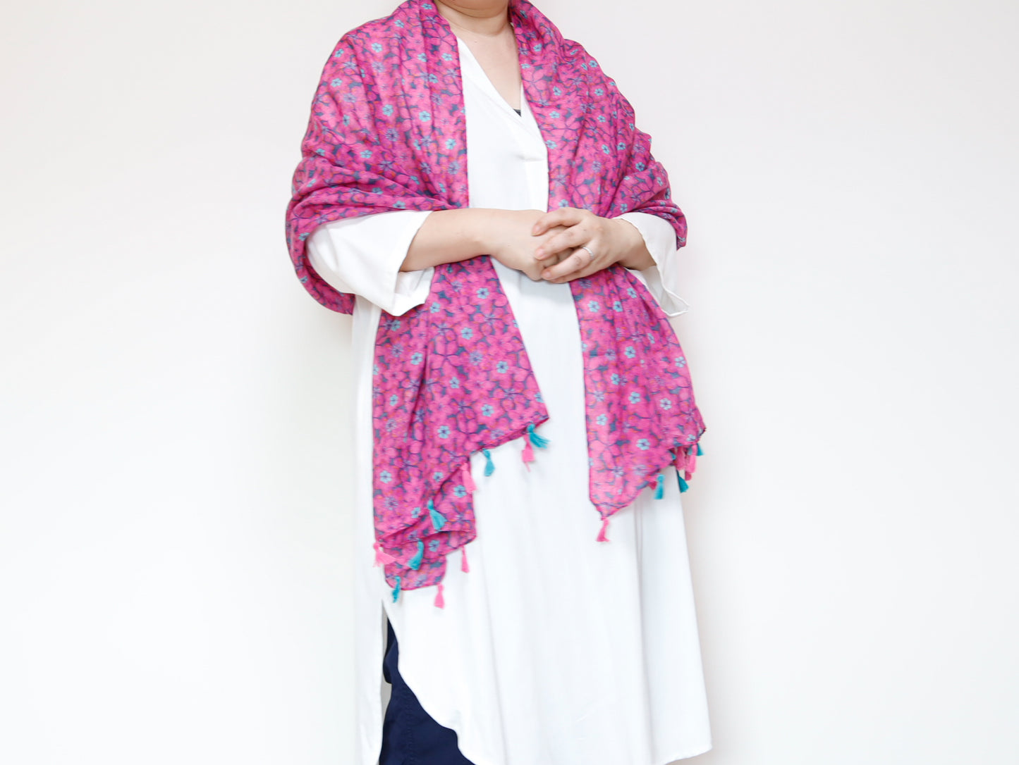 <A22> PRINTED Scarf PINK