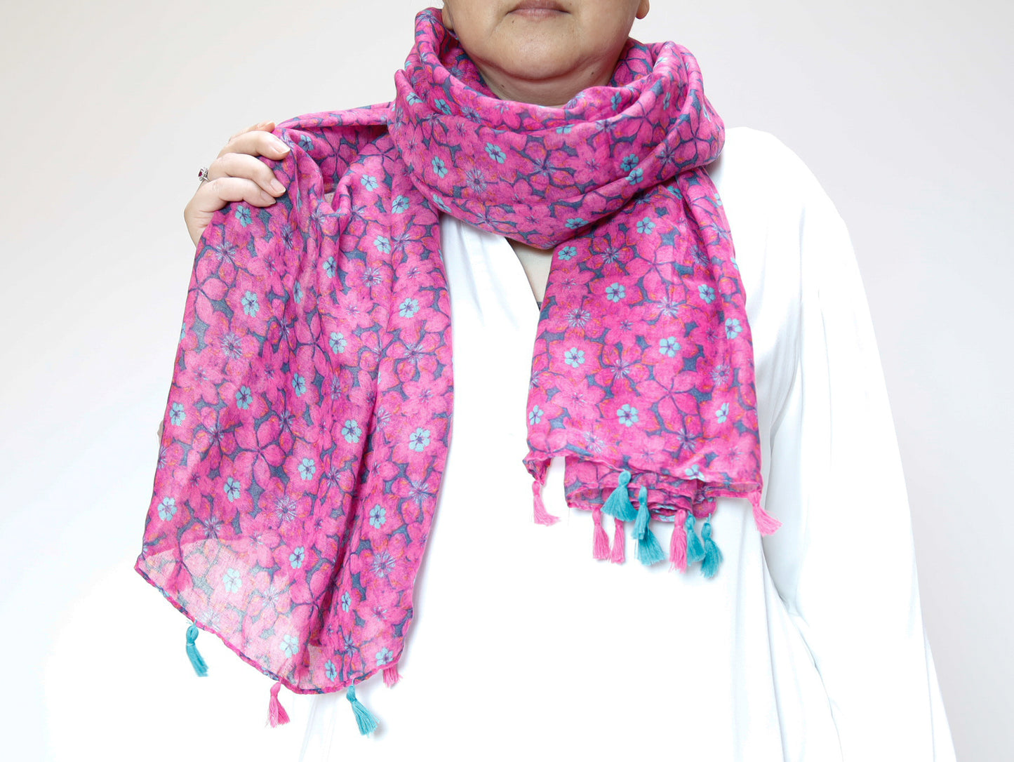 <A22> PRINTED Scarf PINK