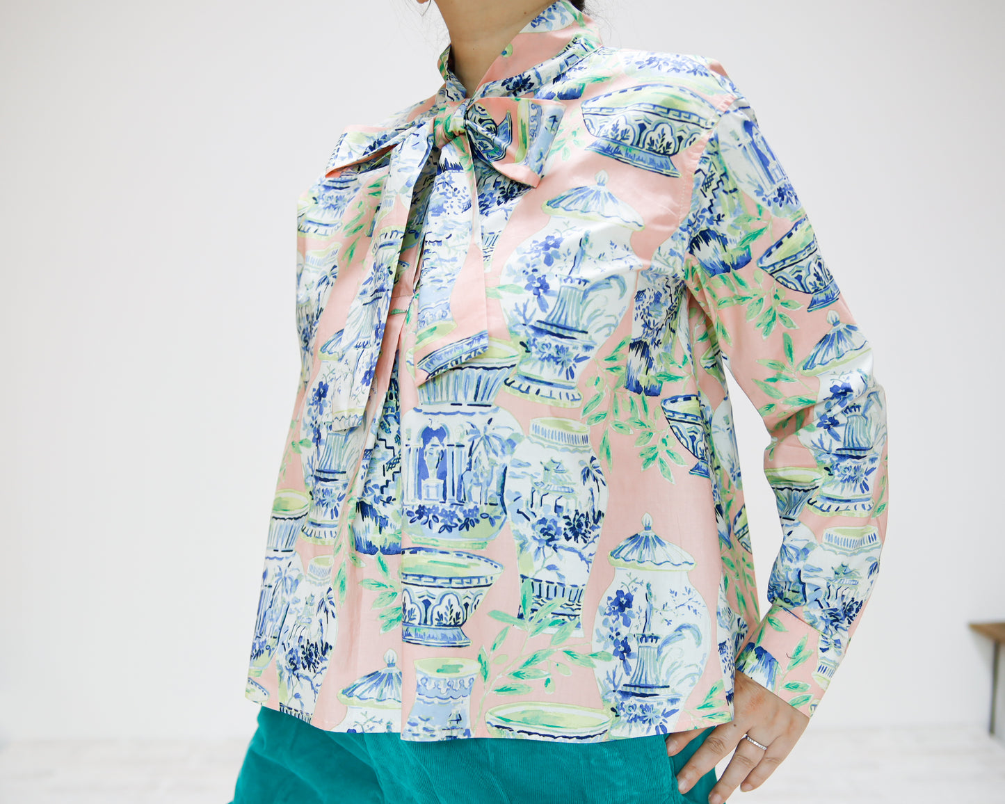 <T33P>  PRINTED  Shirt -PINK CHINA