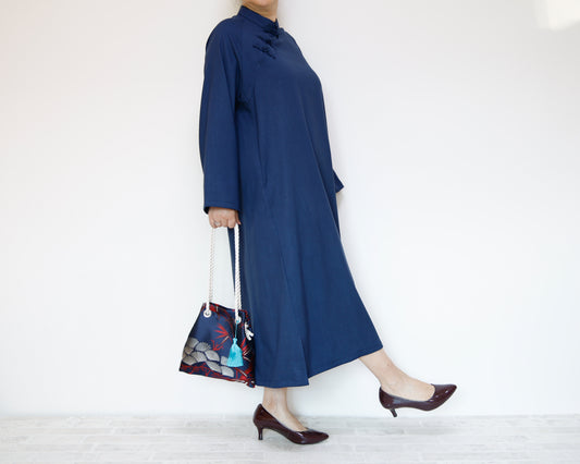 <D25NV> CHINOISERIE DRESS -NAVY