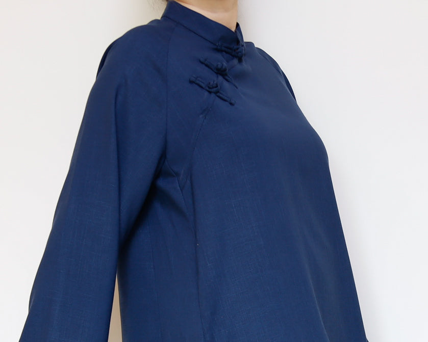 <D25NV> CHINOISERIE DRESS -NAVY