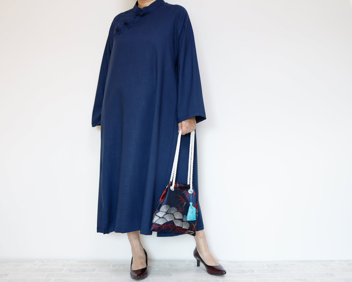 <D25NV> CHINOISERIE DRESS -NAVY