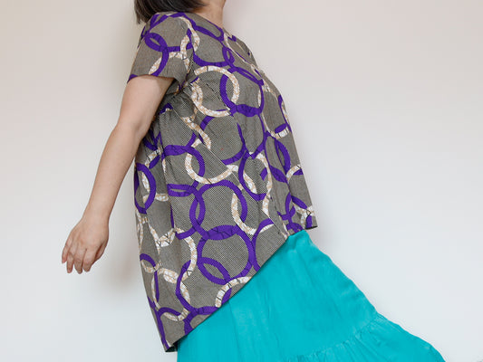 <T38-001>  AFRICAN PRINT TOP