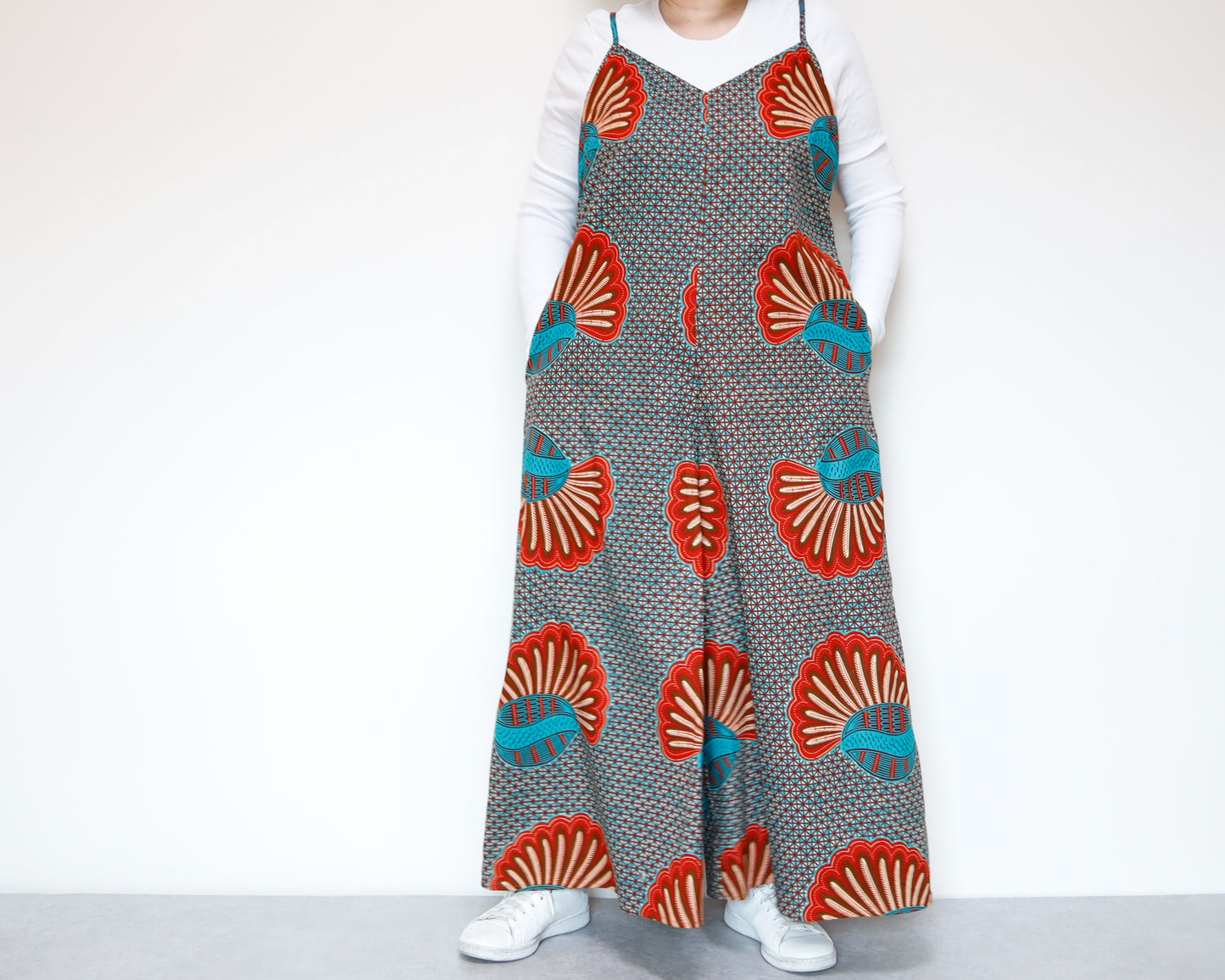 <D29J-001> AFRICAN PRINT OVERALLS / SALOPETTE