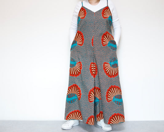 <D29J-001>  AFRICAN PRINT OVERALLS / SALOPETTE