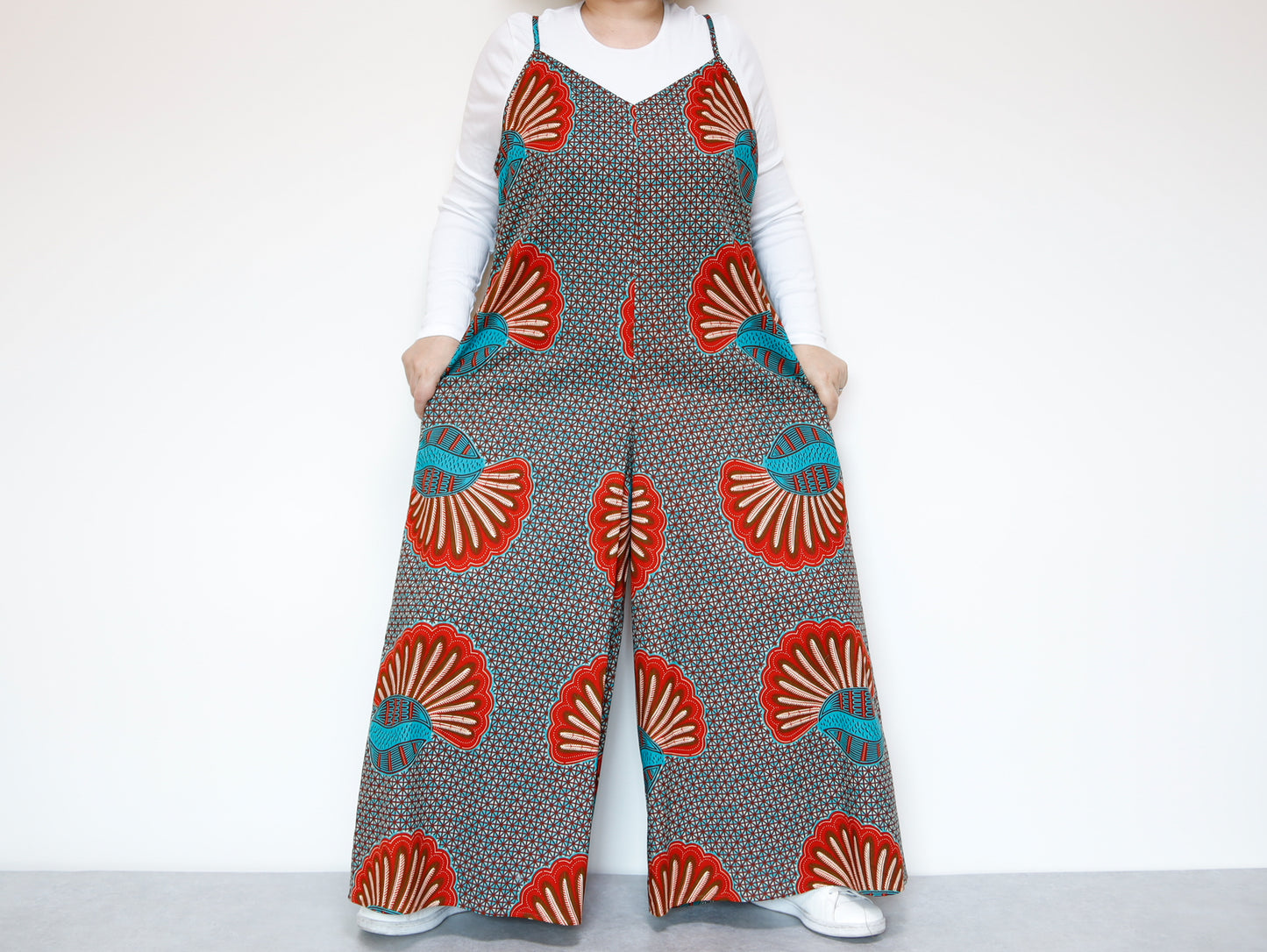 <D29J-001> AFRICAN PRINT OVERALLS / SALOPETTE
