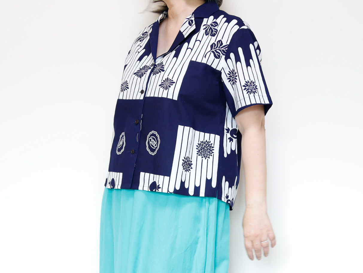 <T24K-003> ALOHA Shirt from YUKATA Summer Cotton Kimono