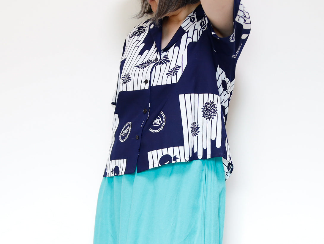 <T24K-003> ALOHA Shirt from YUKATA Summer Cotton Kimono