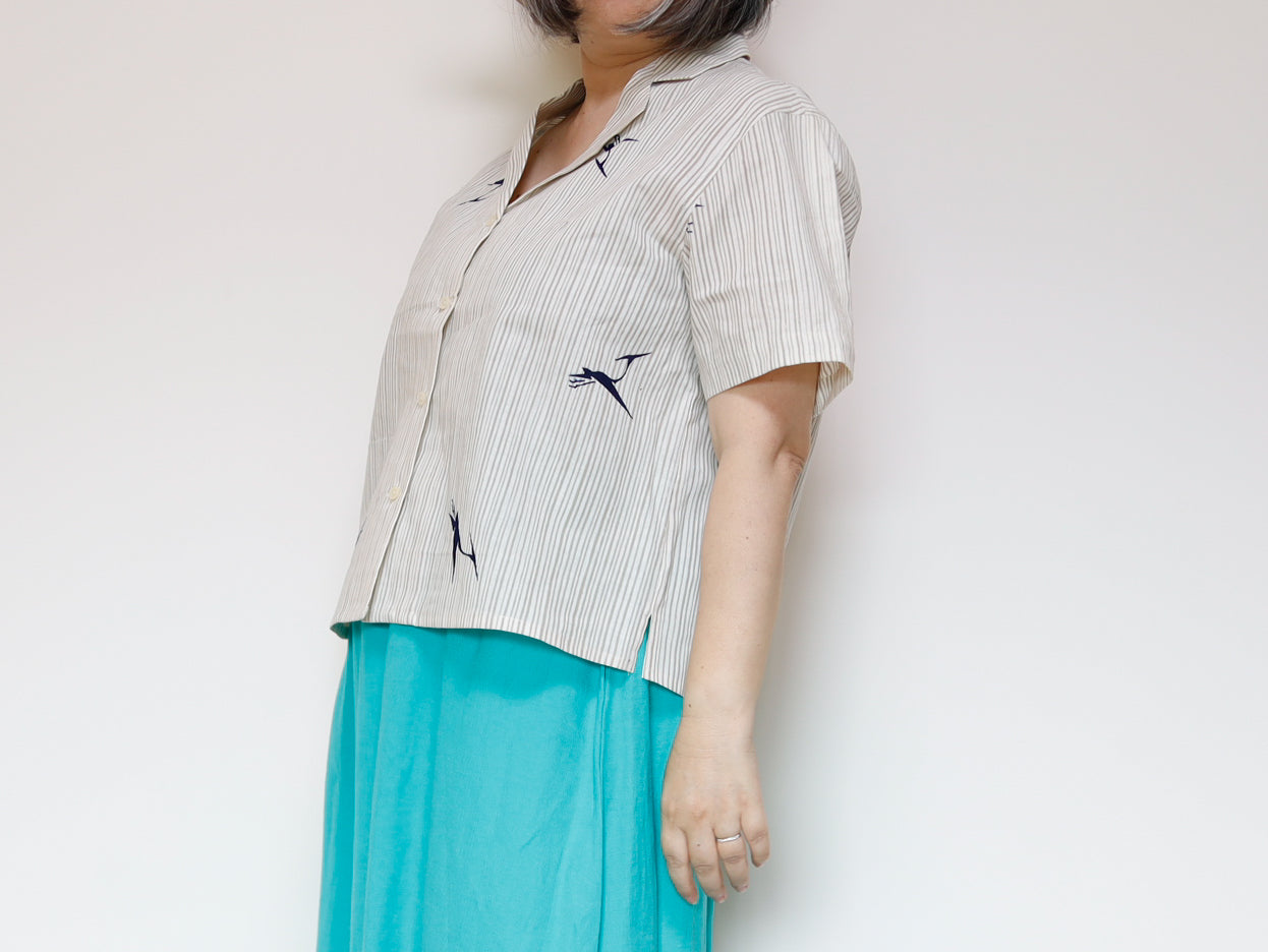 <T24K-002> ALOHA Shirt from YUKATA Summer Cotton Kimono