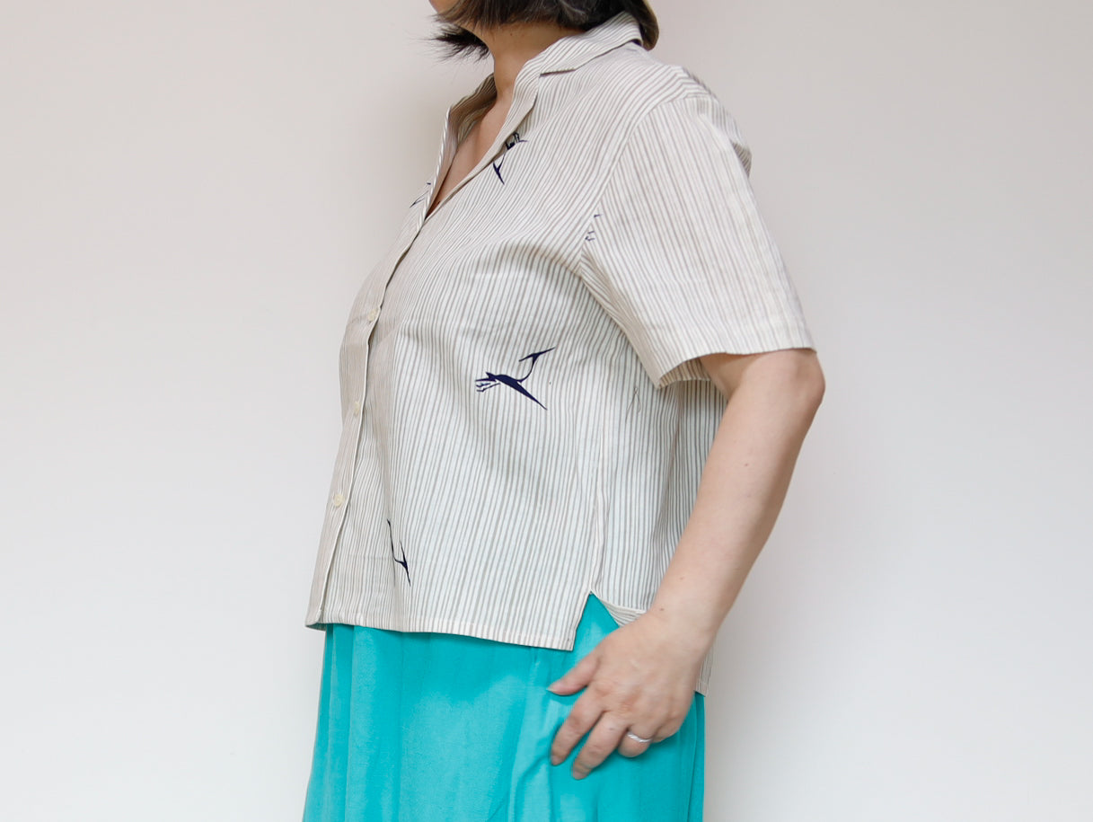 <T24K-002> ALOHA Shirt from YUKATA Summer Cotton Kimono