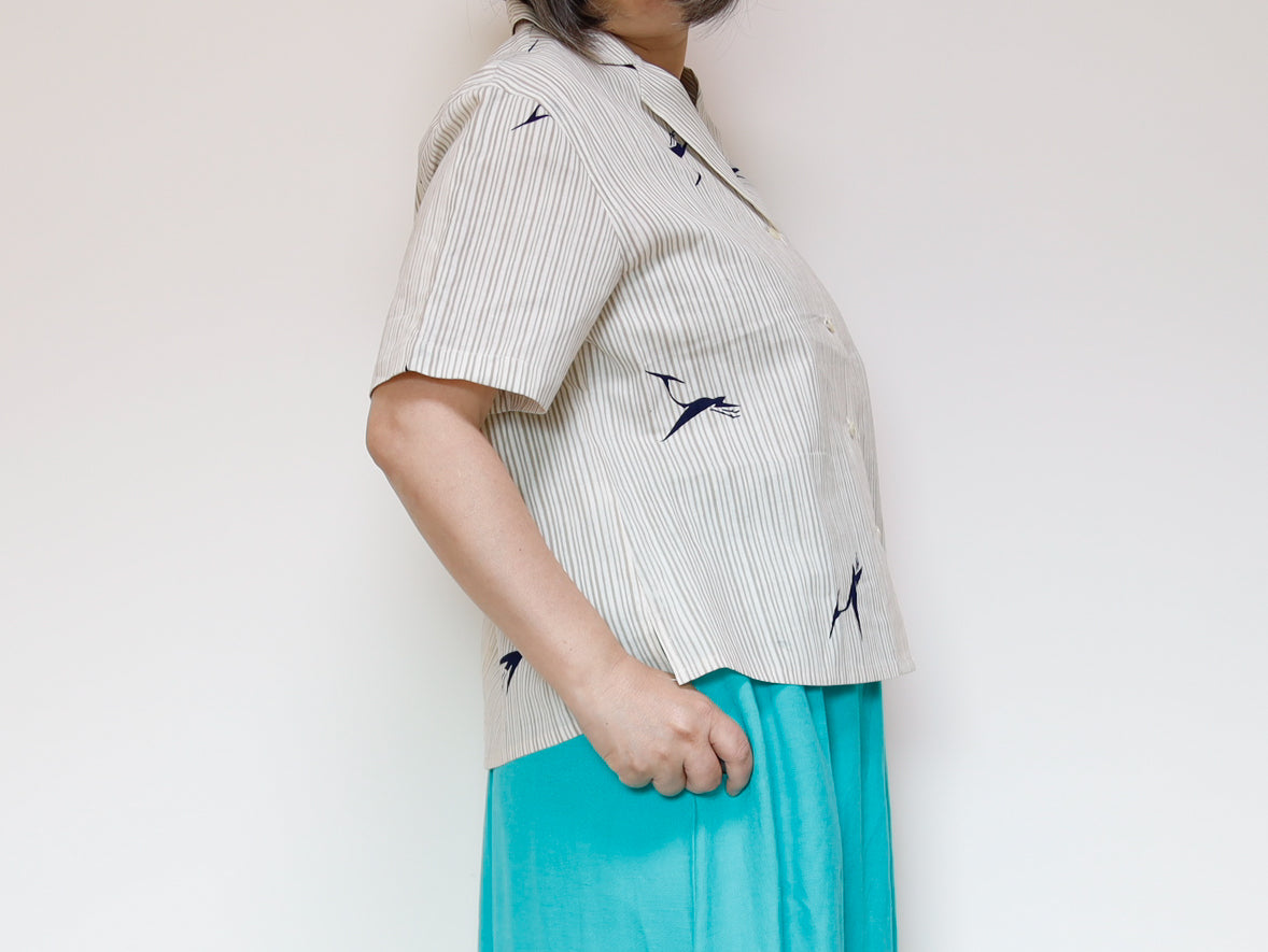 <T24K-002> ALOHA Shirt from YUKATA Summer Cotton Kimono