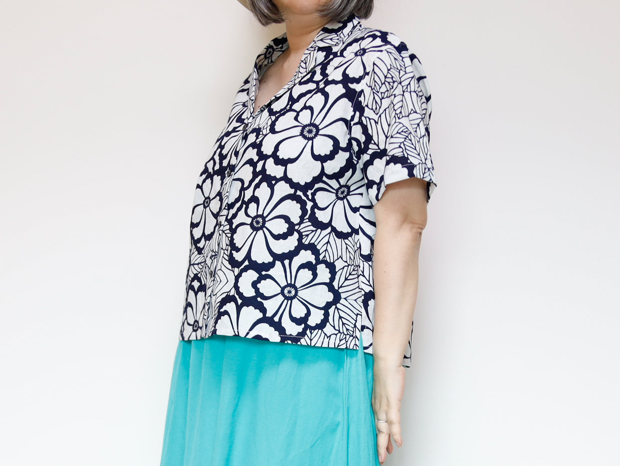 <T24K-001> ALOHA Shirt from YUKATA Summer Cotton Kimono