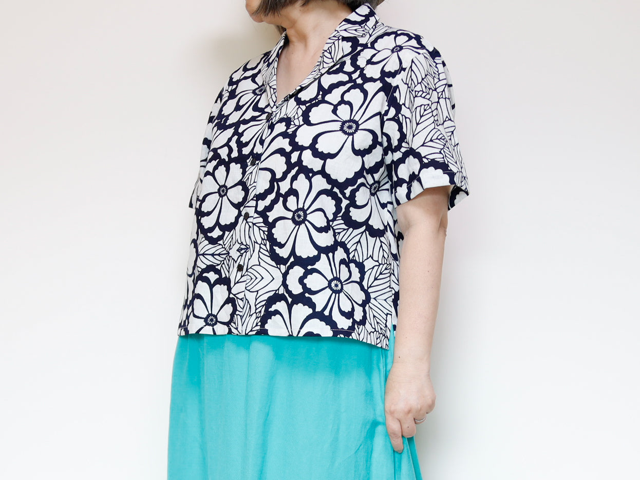 <T24K-001> ALOHA Shirt from YUKATA Summer Cotton Kimono