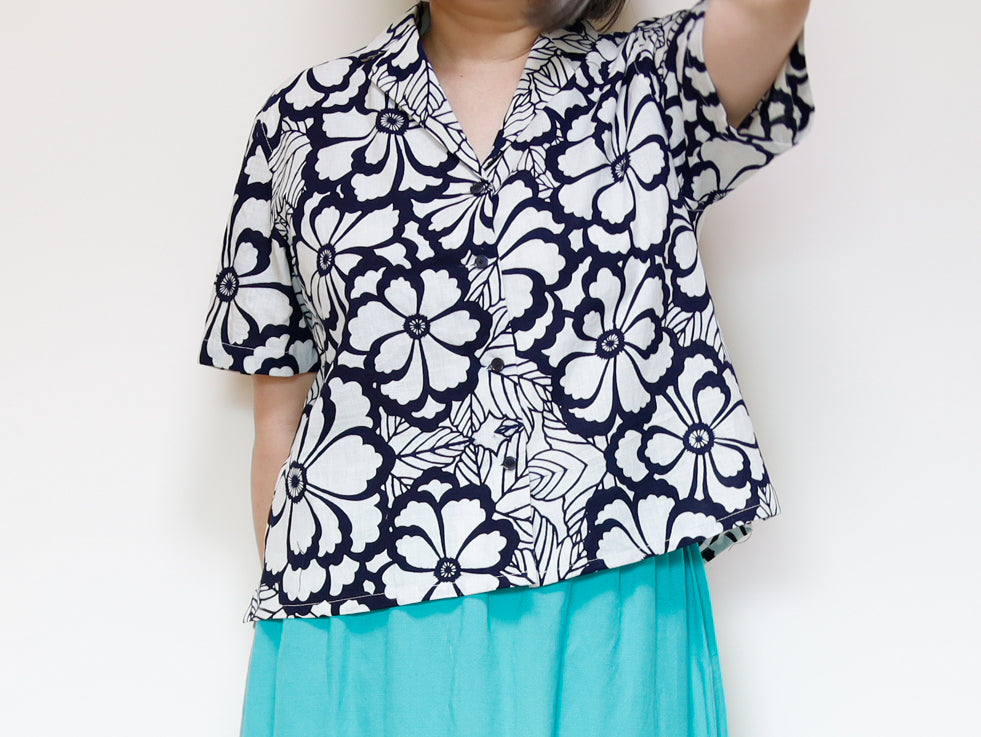 <T24K-001> ALOHA Shirt from YUKATA Summer Cotton Kimono
