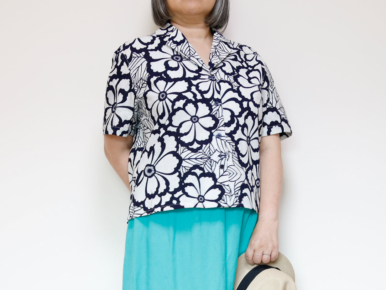 <T24K-001> ALOHA Shirt from YUKATA Summer Cotton Kimono