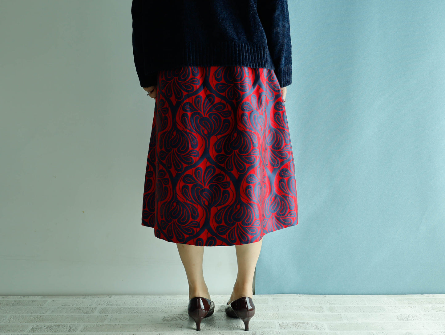 <S17C70>COVENT GARDEN WOVEN RED Skirt -Length 70cm