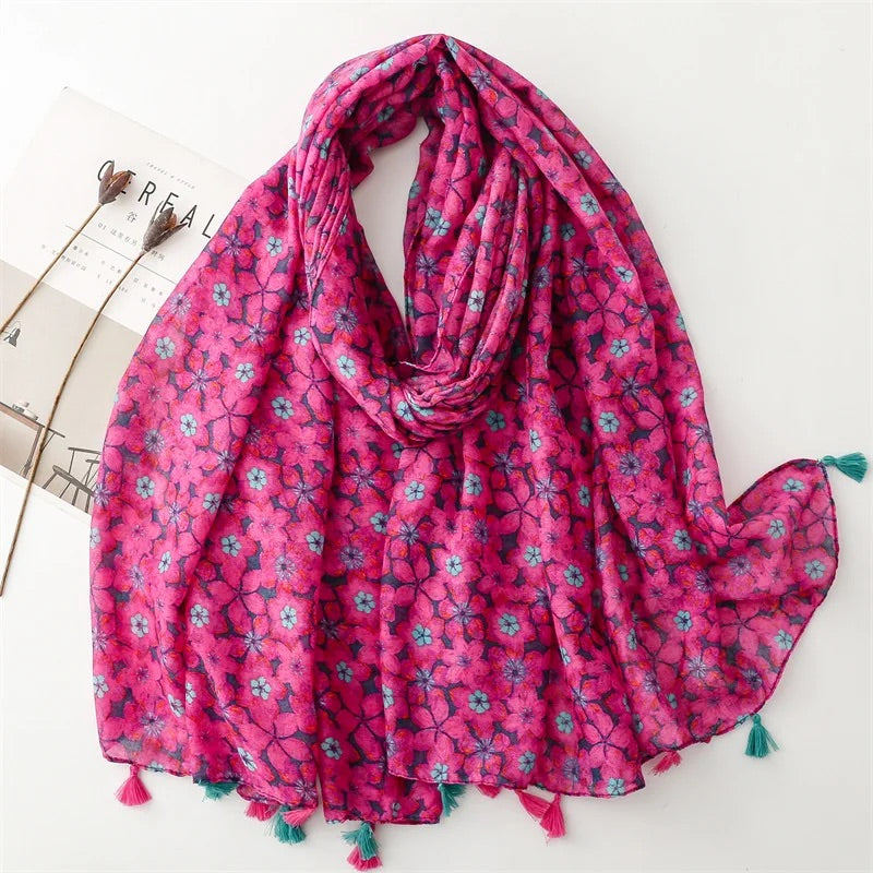 <A22> PRINTED Scarf PINK