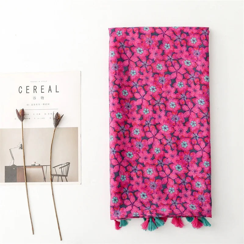 <A22> PRINTED Scarf PINK