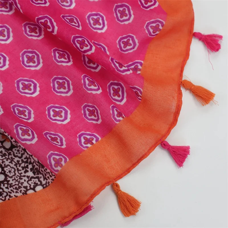 <A26> PRINTED Scarf PINK