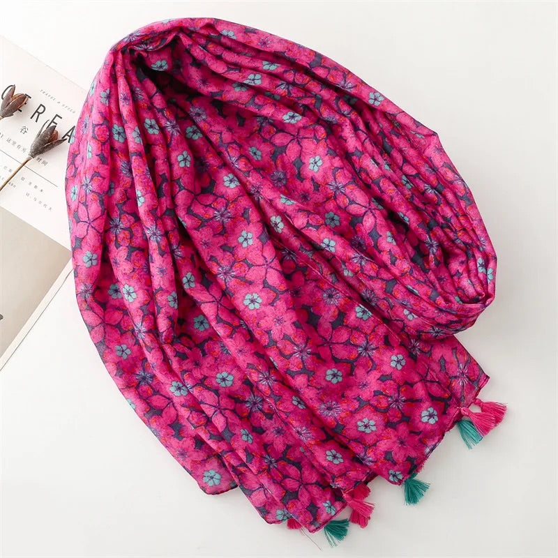 <A22> PRINTED Scarf PINK