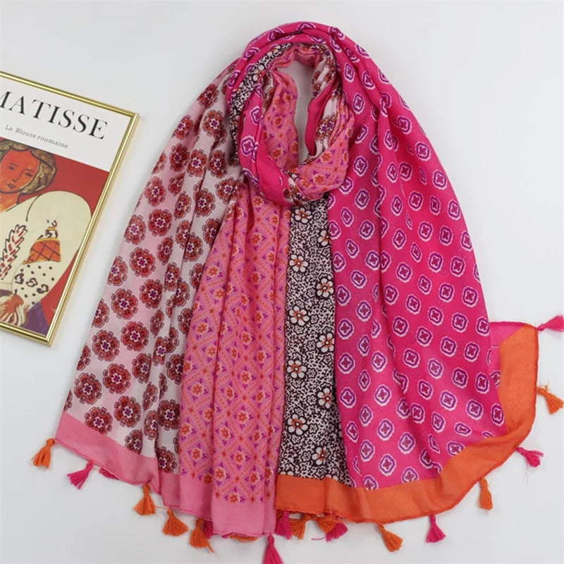 <A26> PRINTED Scarf PINK