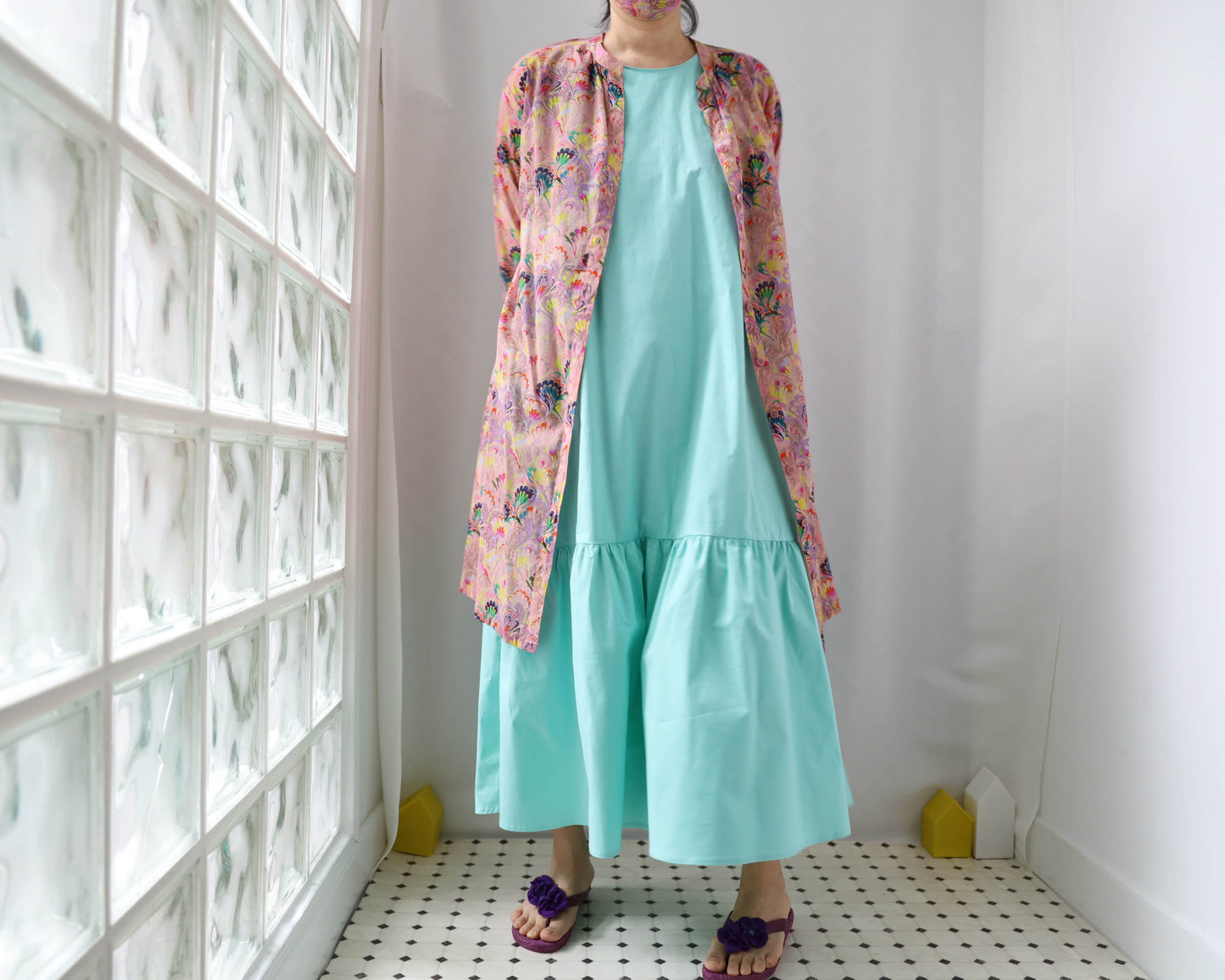 <D18M> Drop ruffle maxi Dress Mint