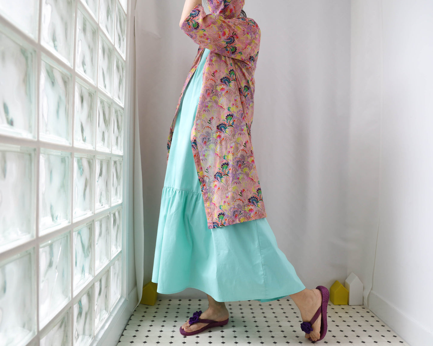 <D18M> Drop ruffle maxi Dress Mint